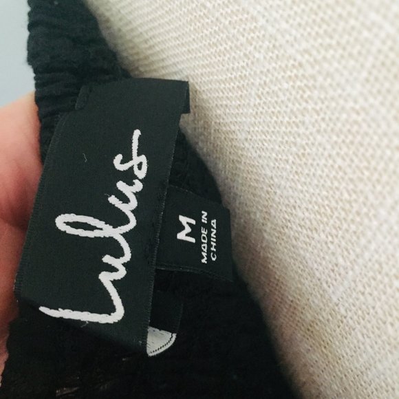 Lulus Black Eyelet One Shoulder Dress Medium NWT - Picture 4 of 7